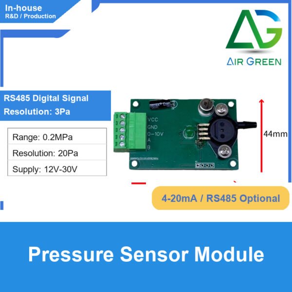 Gas Pressure Sensor Module 4-20mA RS485 Pressure Signal Collector 3Pa Resolution