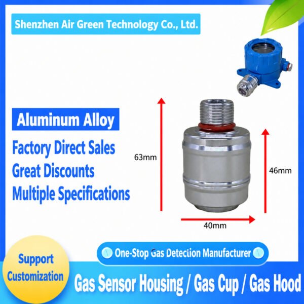 M20x1.5 Aluminum Alloy Gas Sensor Chamber Gas Cup Probe Housing 40mm for Gas Detector Accessories