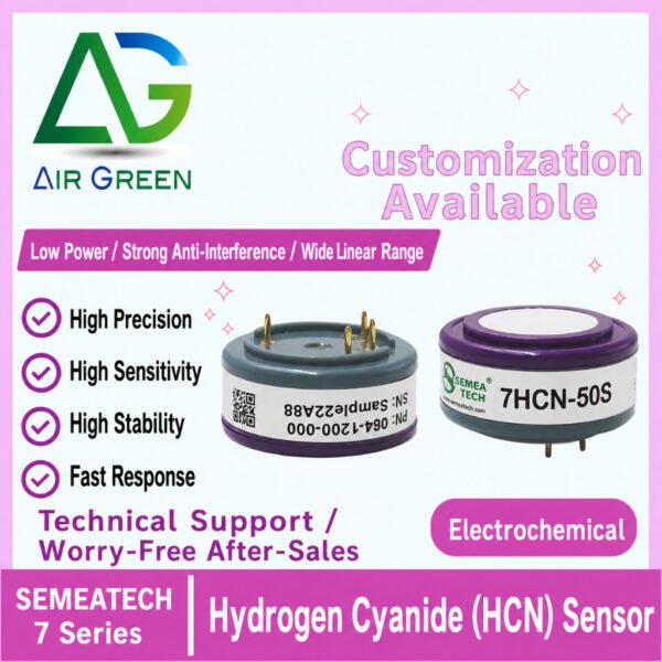 SEMEATECH 7HCN-50S Hydrogen Cyanide HCN Electrochemical Gas Sensor 0-50 ppm