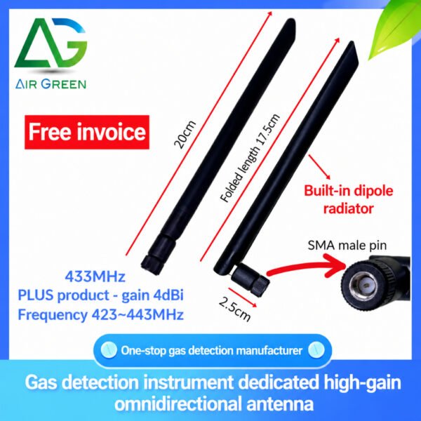 433MHz SMA Male High Gain Antenna 3dBi 4dBi Foldable Rubber Antenna for Gas Detector LoRa Wireless Module