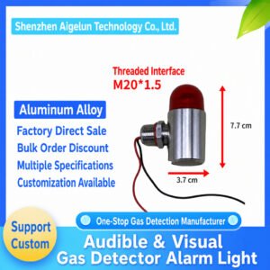 audible and visual gas detector alarm light 12 24v stainless steel m20 thread industrial warning signal lamp