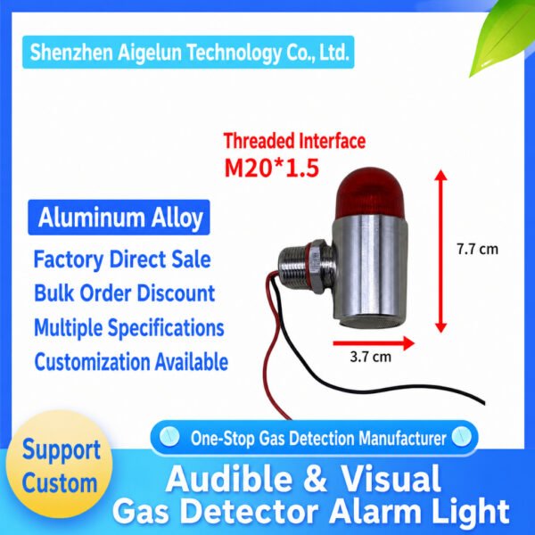 Audible and Visual Gas Detector Alarm Light 12-24V Stainless Steel M20 Thread Industrial Warning Signal Lamp