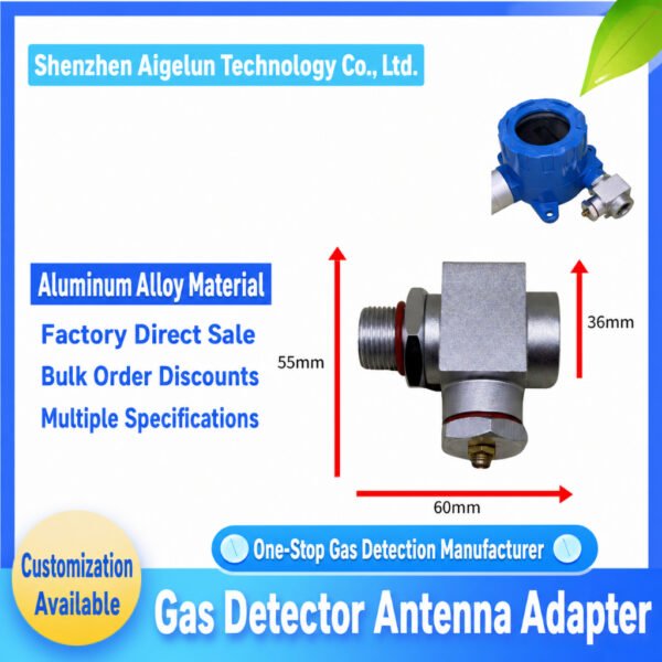 Industrial Gas Detector Antenna Adapter Aluminum Alloy Alarm Light Connector Accessory for Fixed Gas Detector