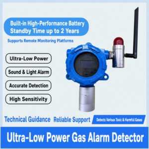 ultra low power industrial fixed toxic gas alarm detector h2s lithium battery safety remote monitor
