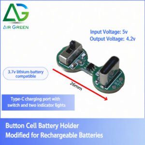 type c rechargeable lr44 button battery replacement module 3.7v li ion toy battery conversion board with switch led indicator